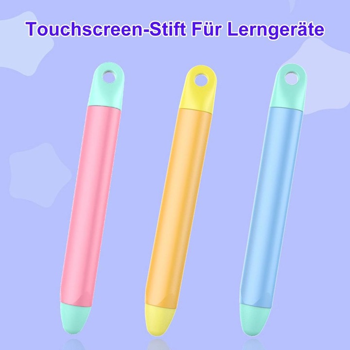 Set 3 stylus copii, silicon, ergonomic, roz portocaliu albastru