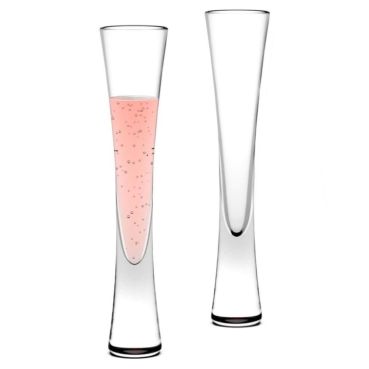 2 db pezsgőspohár készlet, 150ml, kristály, átlátszó, kézzel készített