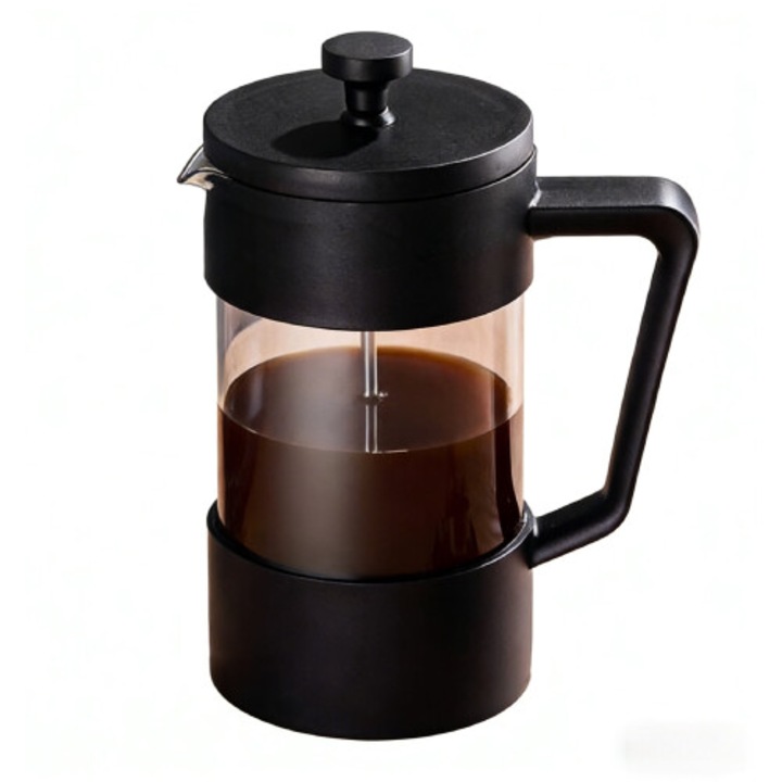 French Press kávéfőző, boroszilikát üveg, 3 rétegű, 1L