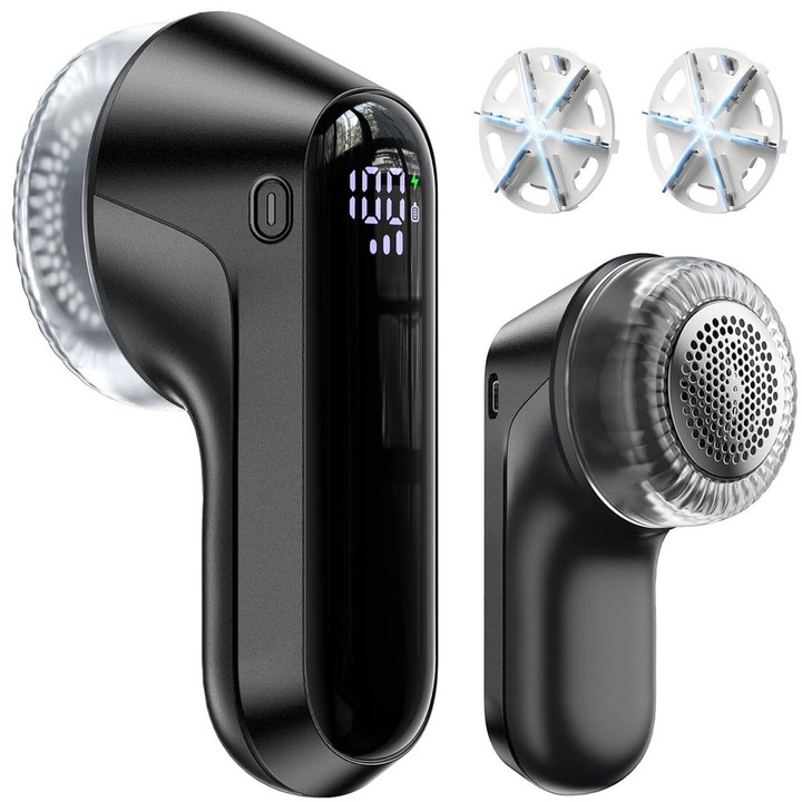 Aparat de ras scame, 6 lame, ecran LED, negru, 800mAh