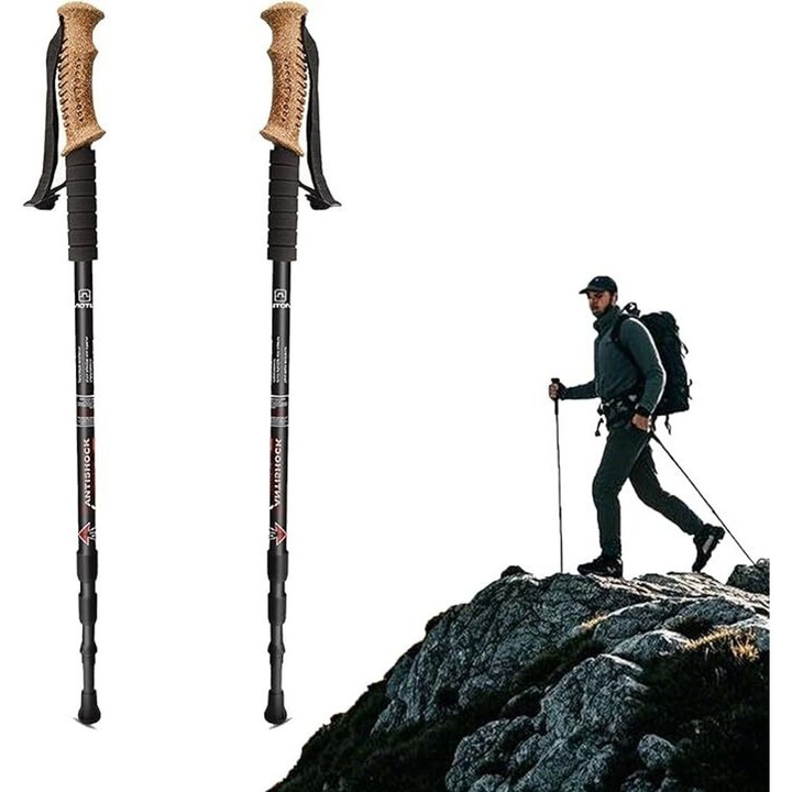 Set 2 bete trekking aluminiu, manere pluta, outdoor, vara