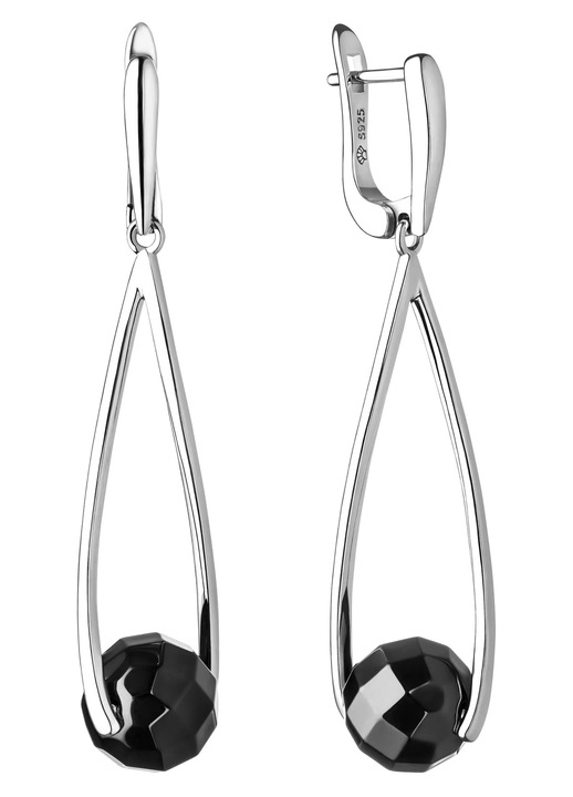 Cercei argint lungi cu onix - Péndulo Negro
