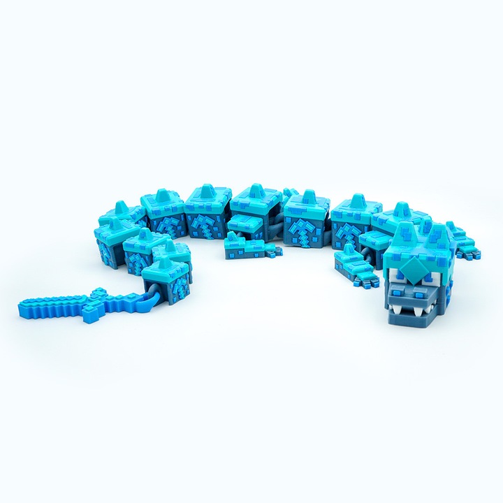 Figurina Dragonul de Diamant, inspirata din Minecraft, articulata, multicolor, 48 cm