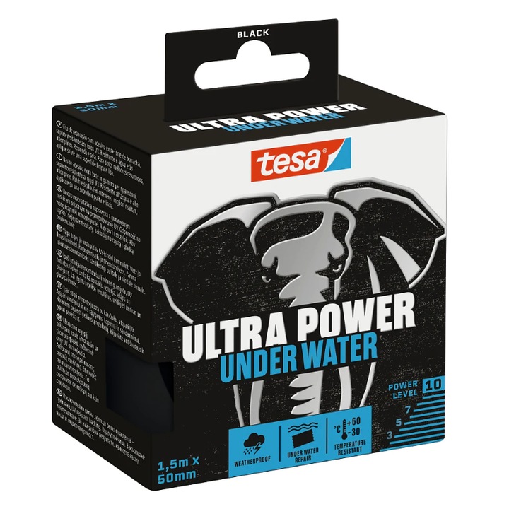 Tesa Ultra Power Under Water javítószalag, fekete, 1.5m x 50mm - Tesa 56491
