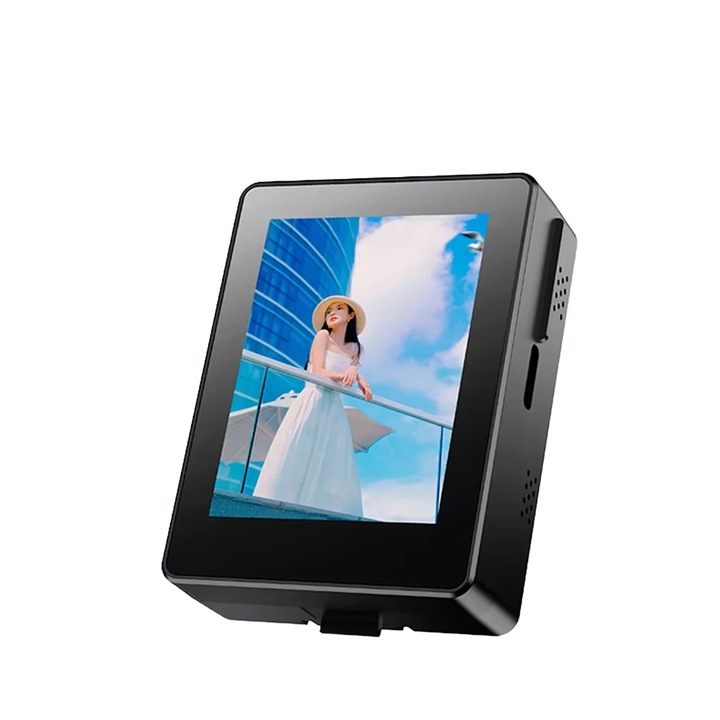 Monitor vezeték nélküli szelfihez és vloghoz, Külső HD képernyő, Telefonkamera tükrözés, WiFi és Bluetooth kapcsolat, 15m távolság, Újratölthető akkumulátor, Fekete