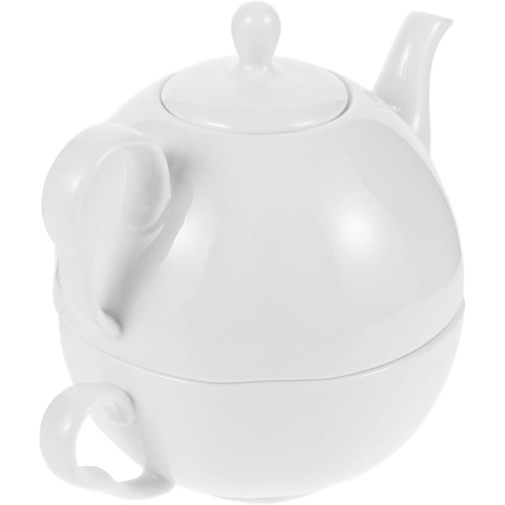 Fehér porcelán teáskanna és csésze szett 17x15x14cm multifunkcionális