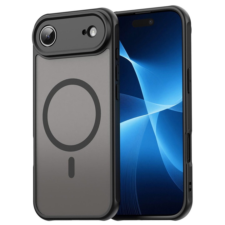MagFrost Pro tok, matt szilikon, kompatibilis Apple iPhone 17 Air készülékkel, fekete