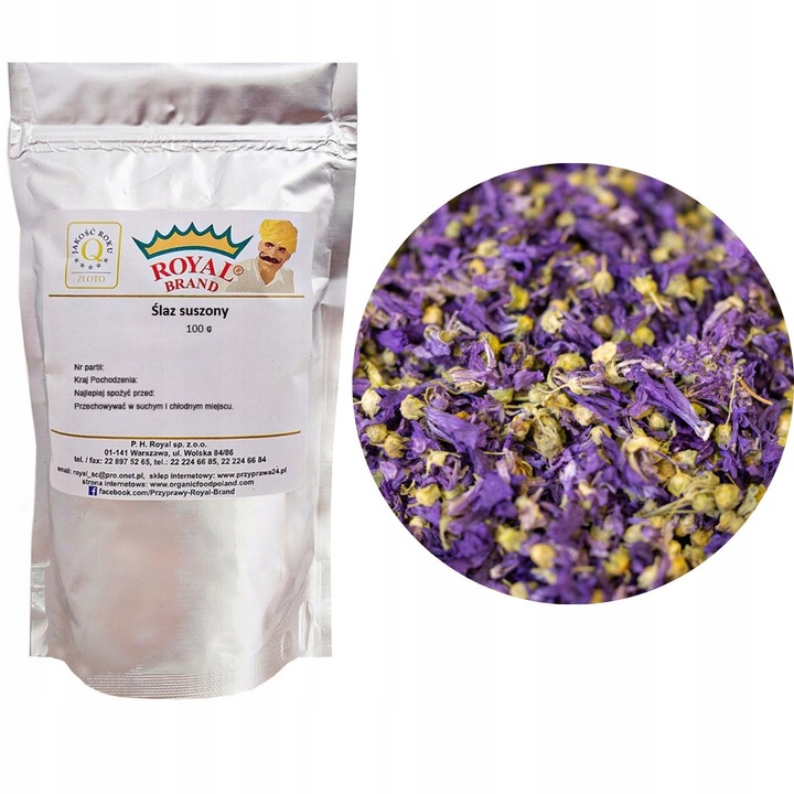 Vadon termő szilvavirág, szárított, 100G, ehető kék mályva, Royal Brand