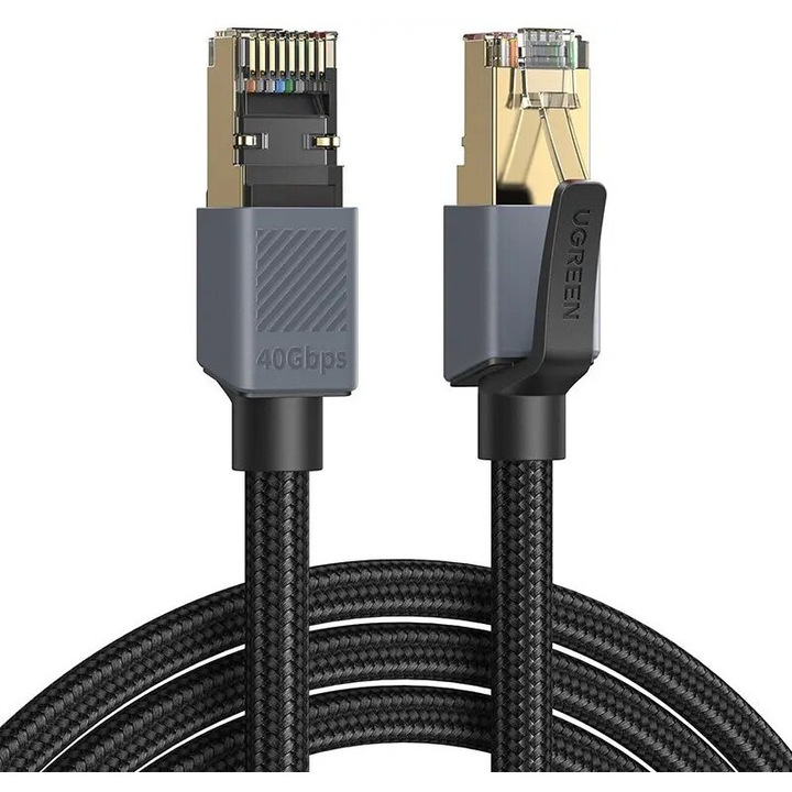 Cablu UGREEN Ethernet RJ45 la RJ45, Cat8 F/FTP, 5m, Negru