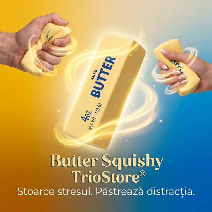 Jucarie Antistres TrioStore® Butter Squishy Tip Fidget Needoh, Jucarie Squishy Ultra Moale Cu Efect Slow Rising, Jucarie Senzoriala Copii Tactila Relaxare, Jucarie Anti Stres Silicon Squishy Funny Sensory 13 cm