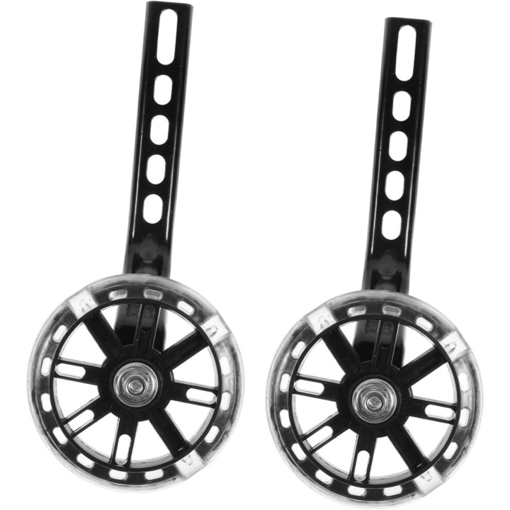 Roti ajutatoare bicicleta, set, rezistente, negre, 10.5x10.5x2 cm
