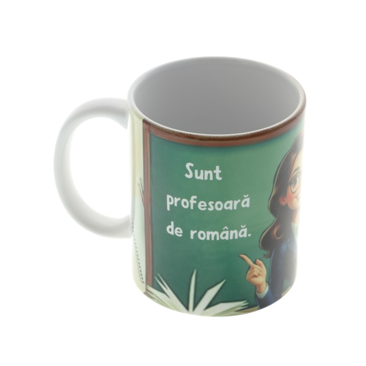 Cadou Profesoara Romana – Cana Personalizata 350ml cu Mesaj Haios