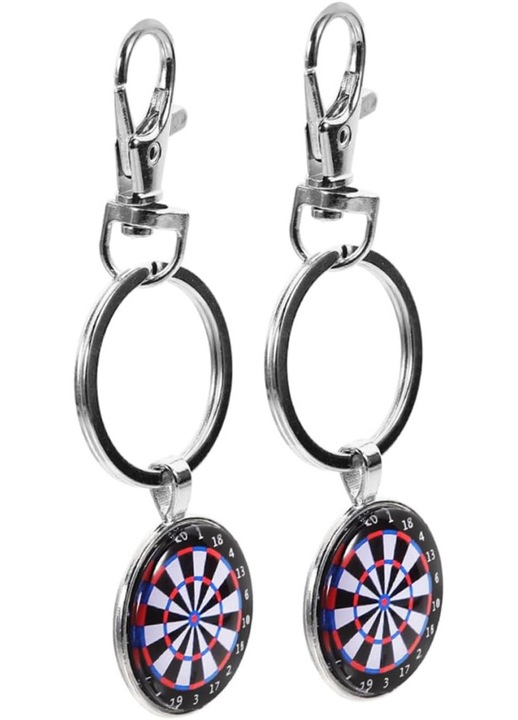 2 db kulcstartó szett, darts céltábla design, cinkötvözet, többszínű, 5x2.5x0.8cm