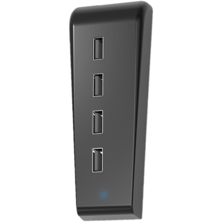 USB хъб 2.0 с 4 порта, черен, 12.5x4.5x2см