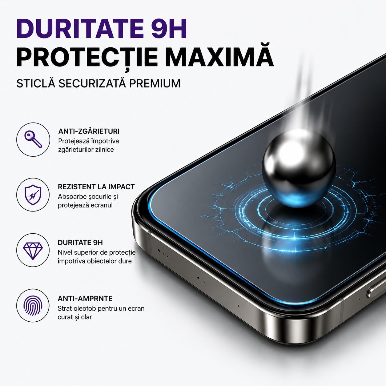 Folie Sticla pentru Samsung Galaxy A57, Full Glue, Aplicare Automata cu Aplicator Inclus, Anti-Zgarieturi, Negru
