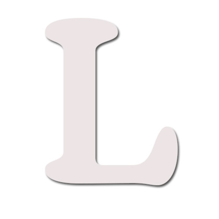 Litera decorativa L din lemn alb, taiata laser, inaltime 15 cm, ArtemisGift