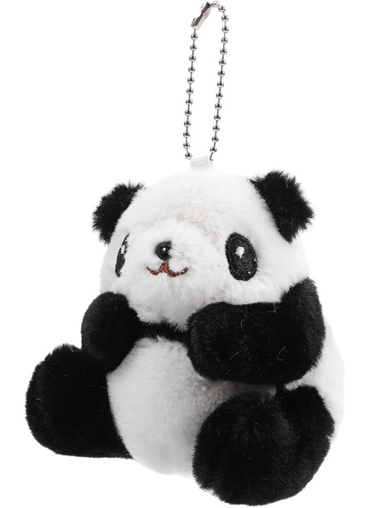 Többszínű plüss panda kulcstartó 9.5x9x8cm multifunkcionális
