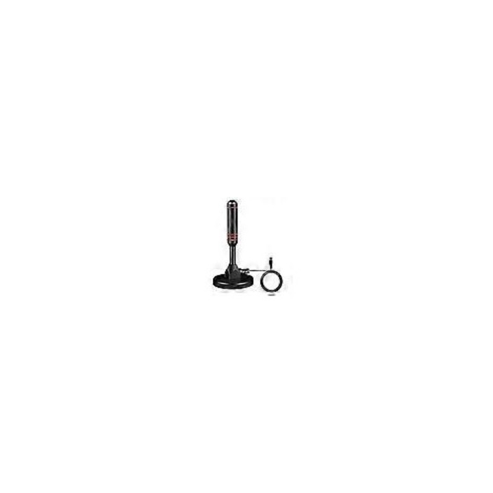 Antena TV interiora 66x130mm, 5dBi, alb, cablu 3m, baza magnetica