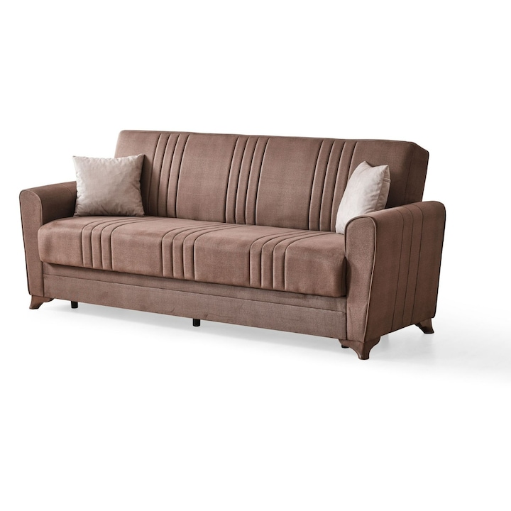 Canapea Extensibila 3 Locuri Safir, Maro, cu Lada Depozitare, 228x95x75, Design Modern si Functie Pat, Mobila Mega