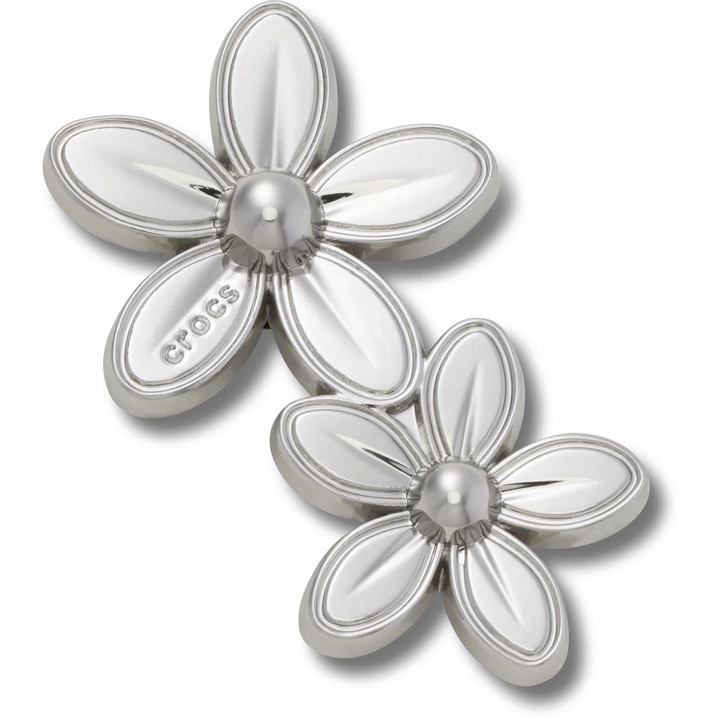 Crocs, Jibbitz Pentru Incaltaminte Accesorii Saboti, Silver Double Flower Cluster, Multicolor