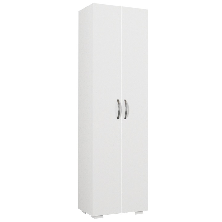 Dulap Multifunctional din Pal Melaminat, Alb, Inalt si Ingust, Depozitare pentru Hol, Living, Dormitor, 48.6 x 31.4 x 173 cm