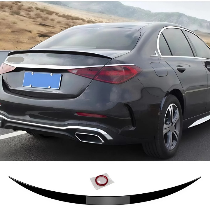 Benzines W206 AMG stílusú hátsó spoiler 2022+ zongorafényes fekete ABS műanyag sportos aerodinamikus csomagtartó sárvédő külső kiegészítő
