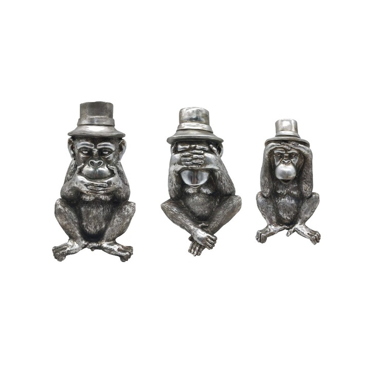 Set 3 figurine maimute Liberta, rasina, 13x12x22cm