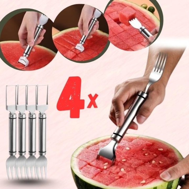 2 az 1-ben villa dinnye, görögdinnye és gyümölcs tálalásához, 4 darab, FruitFork