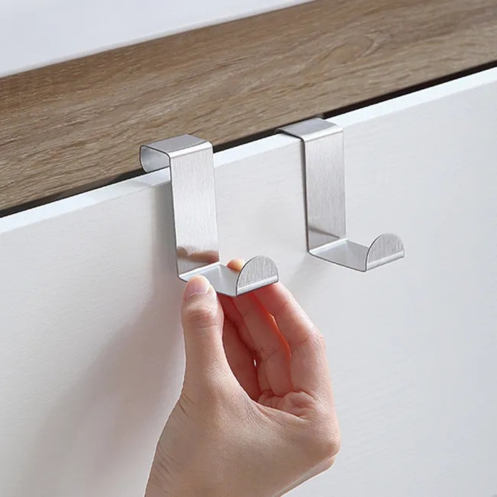 Carlige de usa, set de 2 carlige de usa din otel inoxidabil pentru usi standard, sertare, dulapuri, pentru bucatarie, baie, dormitor