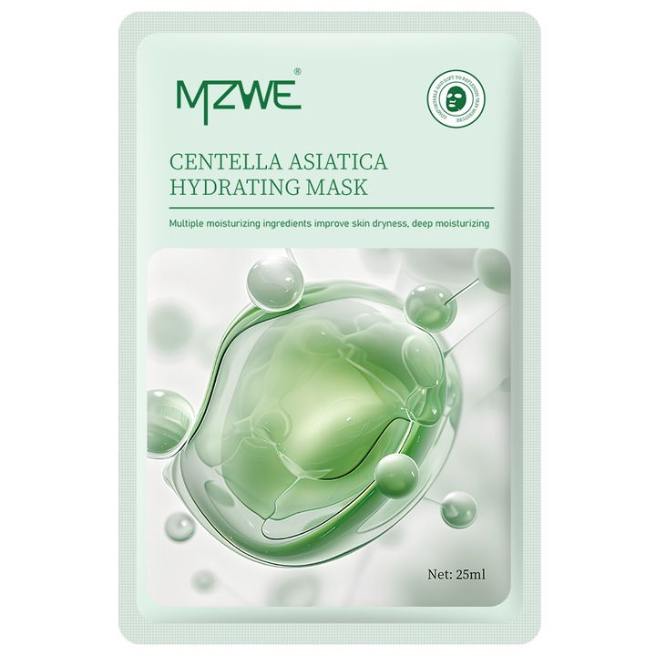 MZWE Koreai Arcmaszk Szett Centella Asiatica-val, 4 db: Hidratálás + Bőrpír Nyugtatása, Bőrgát Helyreállítása, Vegán, Bio Pamut, 4x25ml