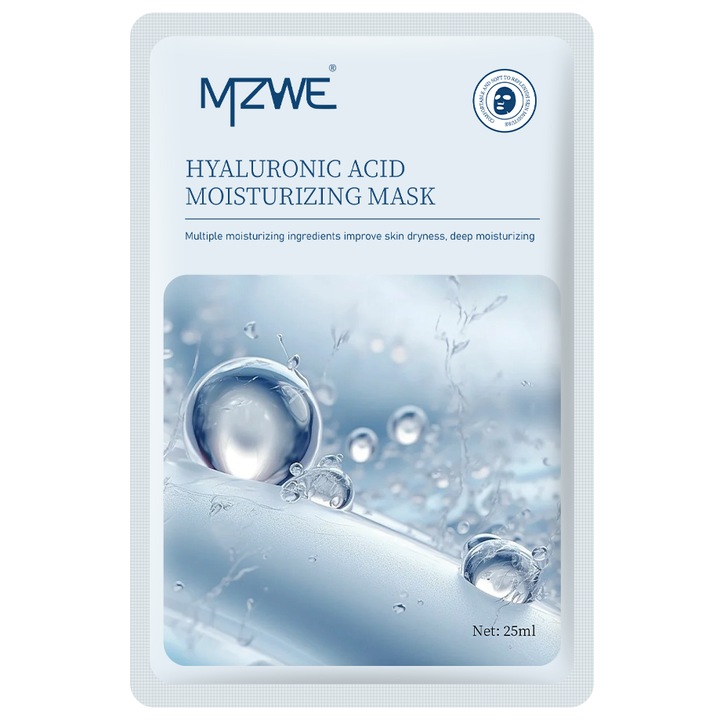 MZWE Koreai Arcmaszk Szett Hialuronsavval, 4 db: Többrétegű Mélyhidratálás, Plump Hatás, Ránctalanító, Vegán, Bio Pamut, 4x25ml