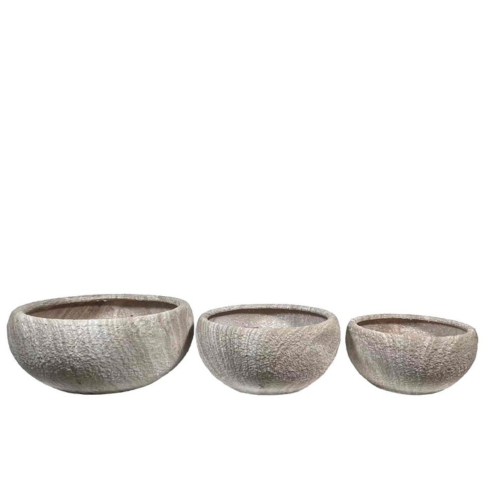 Pumor Ghiveci Set 3buc 43X43X18 Ceramic Bej Alb LIBERTA