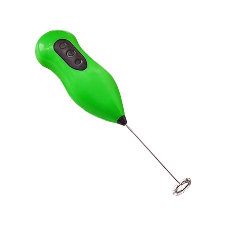 Spumant de lapte si cafea MADGENIX, Tel electric cu baterii, Mini mixer de mana din inox, 22x4.5 cm, Verde