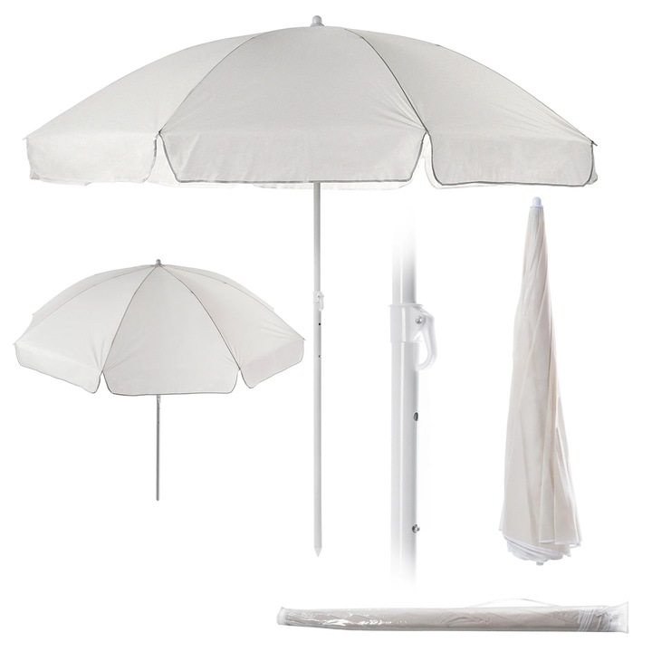 Umbrela de soare, Umbrela de gradina si plaja, Diametru 220 cm, Pliabila, Pentru balcon, terasa si plaja, Constructie robusta