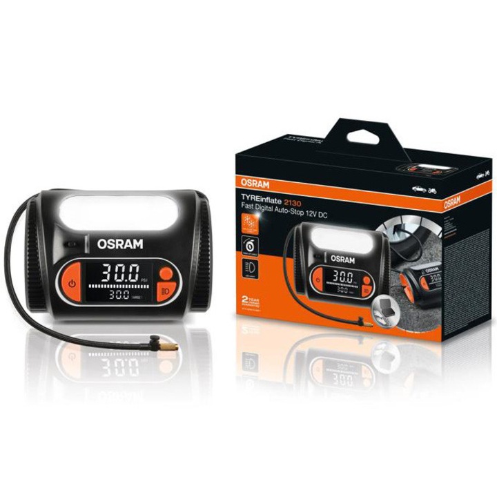 Compresor digital , oti2130 Osram, 12v cu manometru, putere nominala 180w 6.9 bar