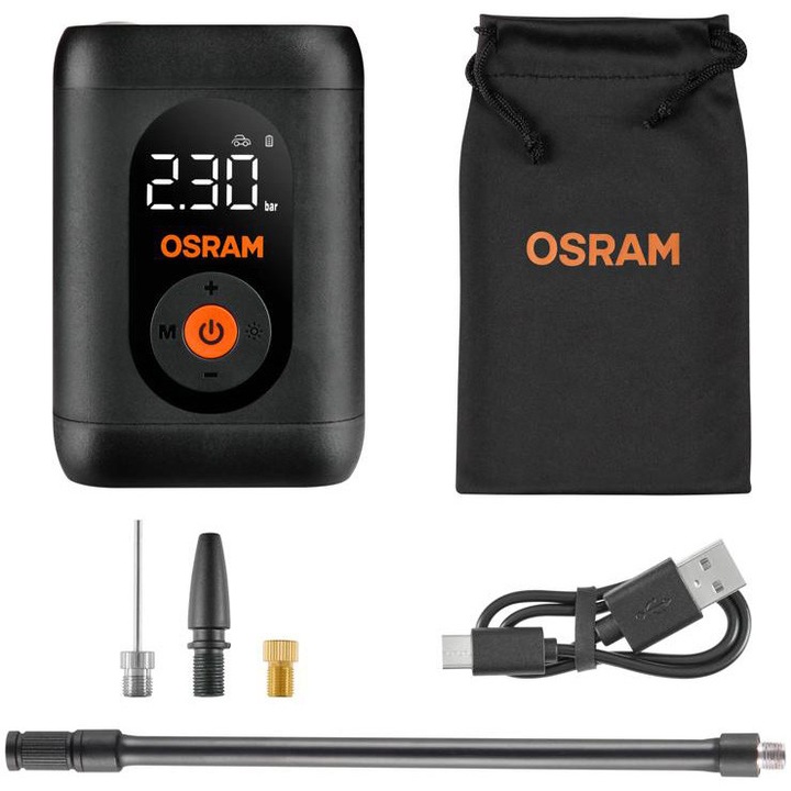 Compresor digital mobil cu manometru , otir1600esn Osram , 7.4v, 7bar, baterie reincarcabila