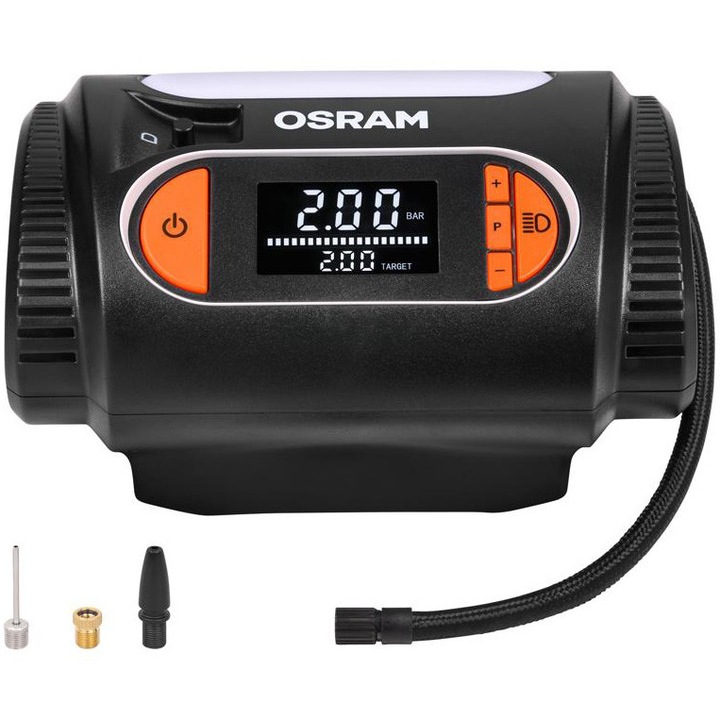 Compresor digital 12v cu manometru , 6.9 bar, Osram