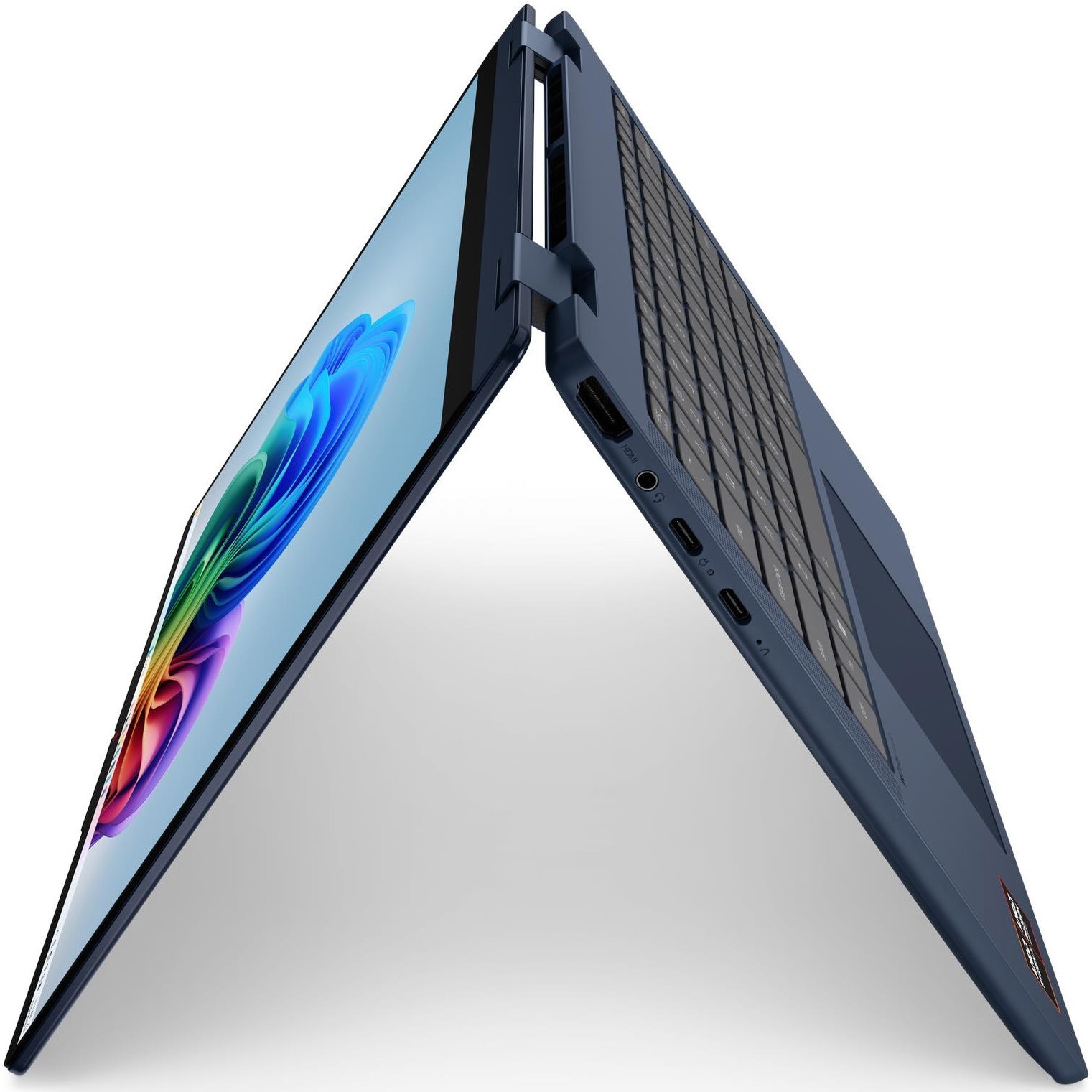Laptop Lenovo IdeaPad 5 2-in-1 14AHP11 cu procesor AMD Ryzen™ 5 230 pana la 4.90 GHz, 14" WUXGA, OLED, Touch, 16GB RAM, 512GB SSD, AMD Radeon™ 760M Graphics, No OS, Cosmic Blue, 3y Courier or Carry-in