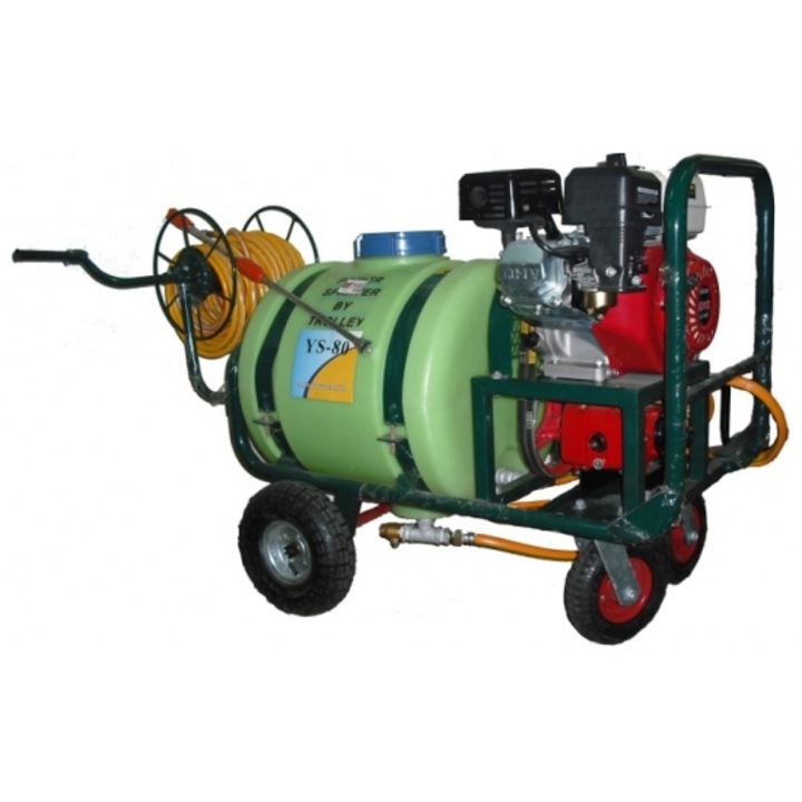 Motostropitoare pe roti DKD YS-80T, motor 6.5 CP, benzina, rezervor 80 l, debit max 26 l/min, lungime furtun 50 m, distanta pulverizare 10 m