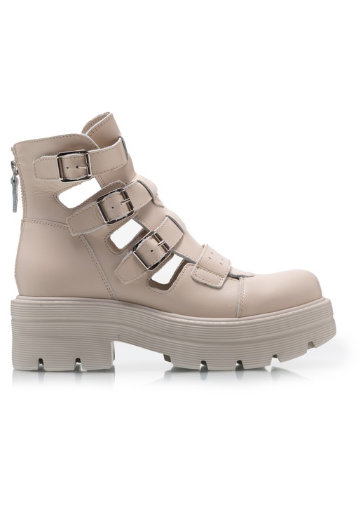 Ghete dama perforate din piele naturala, Leofex, UrbanShoes - 36dude Boxwqfw, Nude