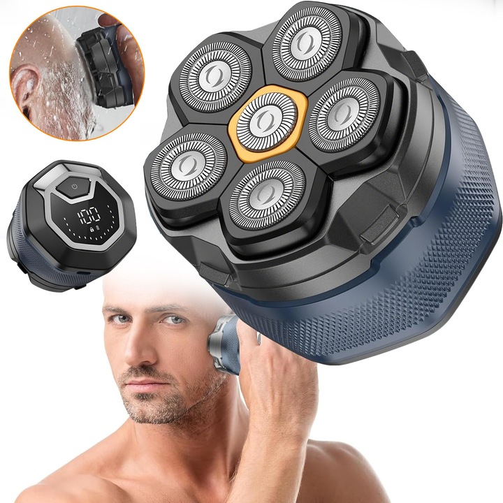 Aparat De Ras Electric Pentru Barbati, Aparat De Tuns Fara Fir, Cap Detasabil Magnetic, Aparat De Ras Flexibil 6d Cu Cap Chel, Aparat De Ras Cu Cap Chel Impermeabil Ipx7, Afisaj Led