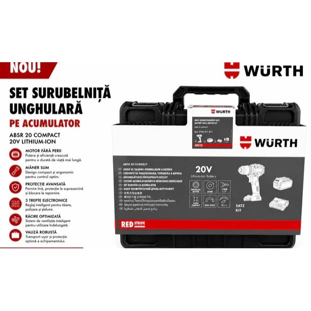 SET Masina de gaurit si insurubat RedStripe ABSR 20 Compact WURTH