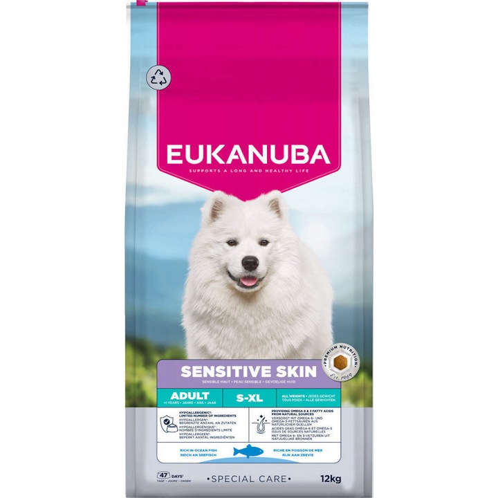 Hrana uscata pentru caini EUKANUBA Special Care Sensitive Skin Adult 12kg