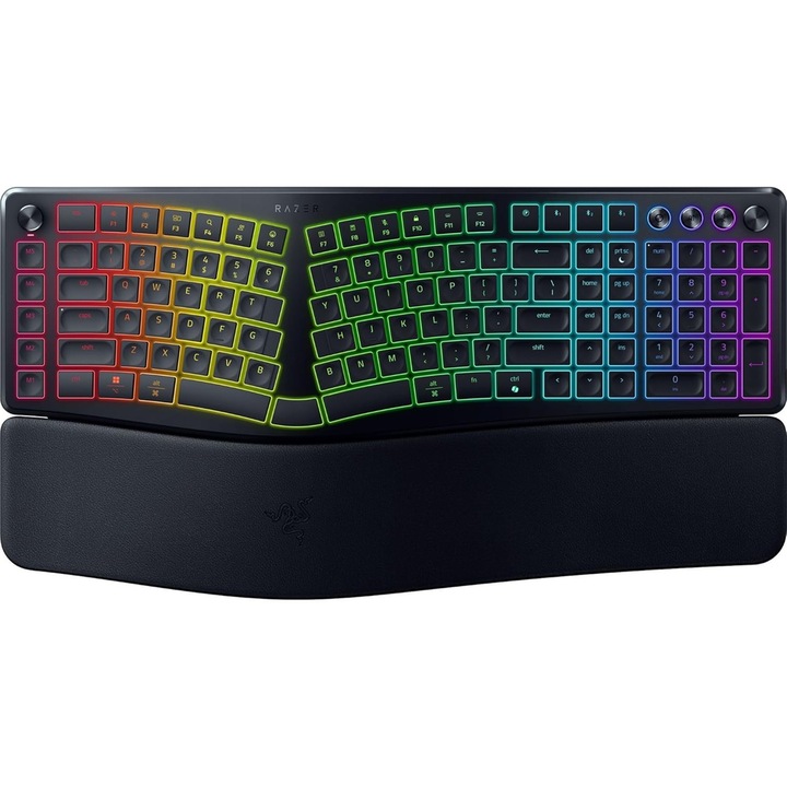 Tastatura Gaming Razer Pro Type Ergo, Wireless, Split, Iluminare RGB, Layout US Negru
