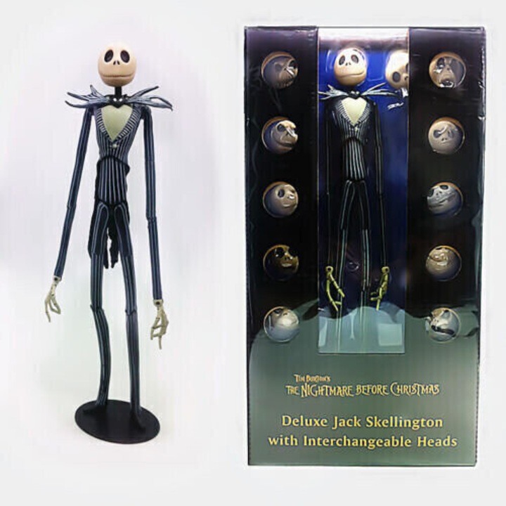 Jack Skellington Nightmare Before Christmas figura, cserélhető, fekete-fehér, 15cm
