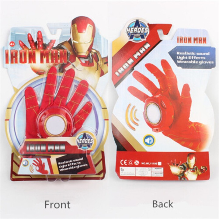Iron Man Bosszúállók figura LED fénnyel és hanggal, pajzzsal és karddal, többszínű, 15x10x5cm