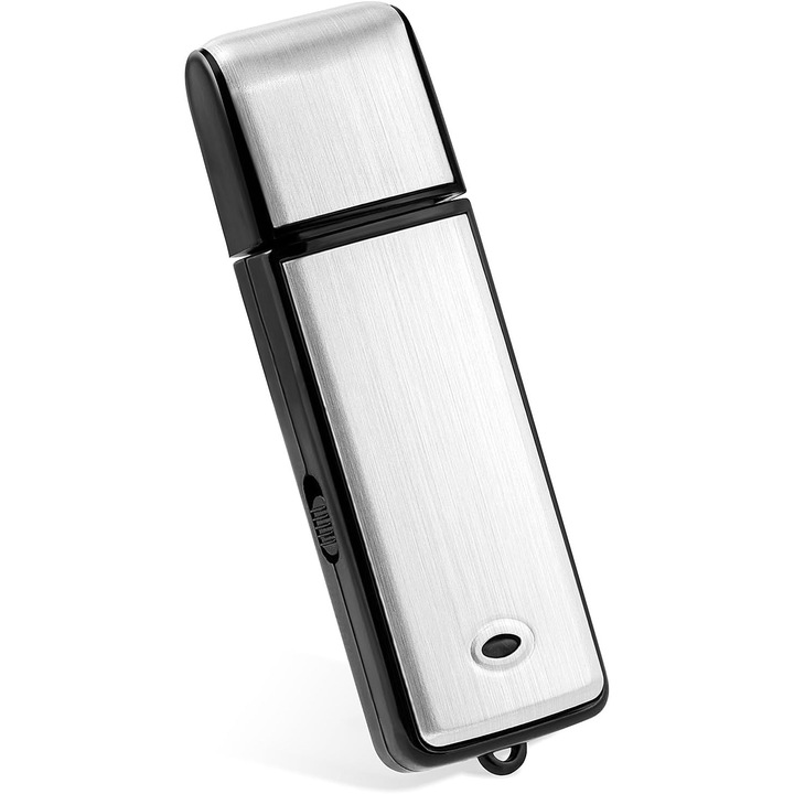 Reportofon 8GB – Reportofon digital cu activare vocala si reducere a zgomotului, carcasa metalica reincarcabila USB pentru conferinte si intalniri (negru)