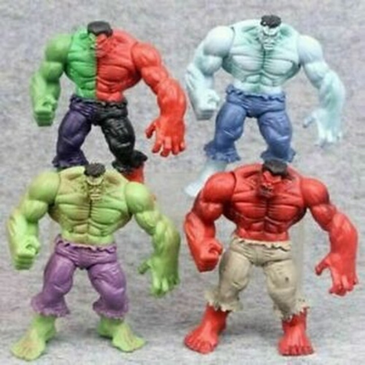 Hulk Bosszúállók figura készlet, 4 db, zöld, piros