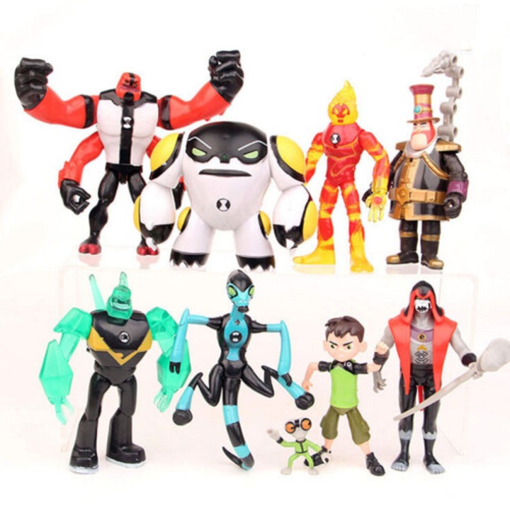 Ben 10 figura készlet, 9 db, PVC, 12.7cm
