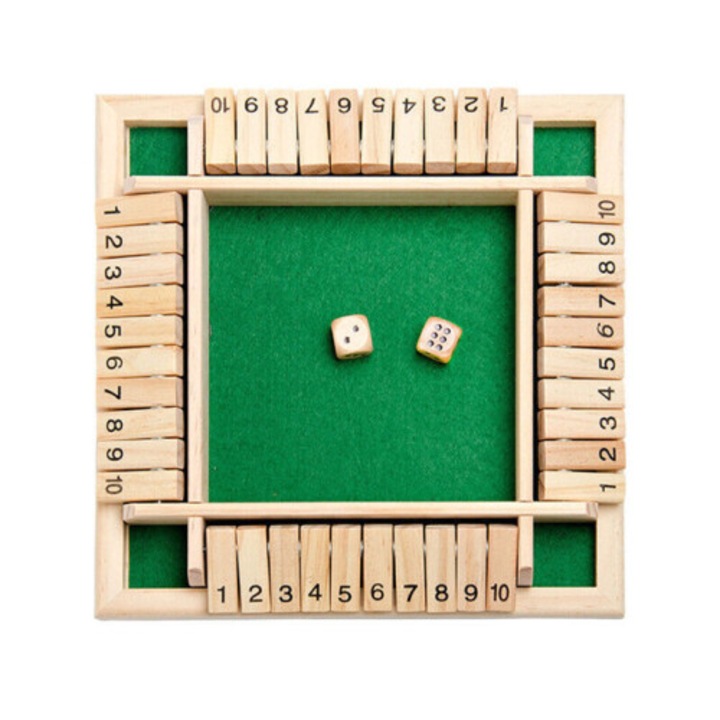 Shut The Box társasjáték, 4 oldal, 110 szám, többszínű, standard méret